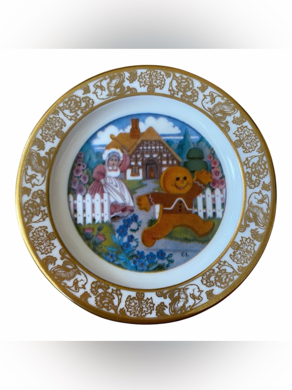 Franklin Porcelain Gingerbread Boy 3” Mini Plate Carol Lawson Fairy Tales 1982